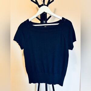 ANN TAYLOR Dressy Square Neck Top | L | Navy